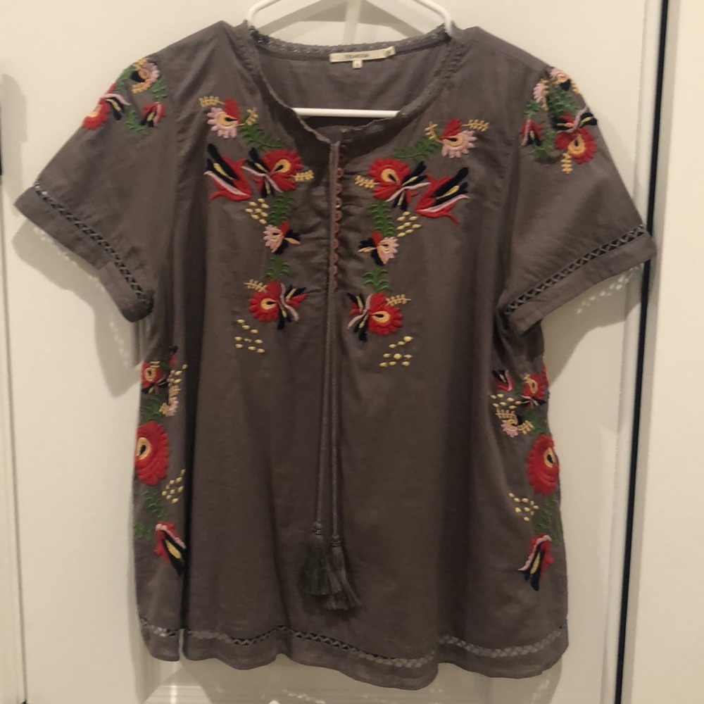 TULAROSA Lewis Embroidered Peasant Blouse Size Small